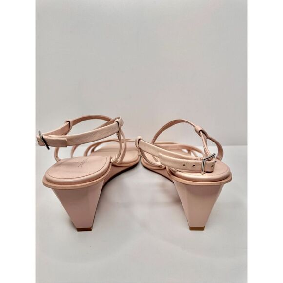 Caslon Wedges Size 7.5 Womens Sandals Pink Leather Open Toe - Picture 5 of 8